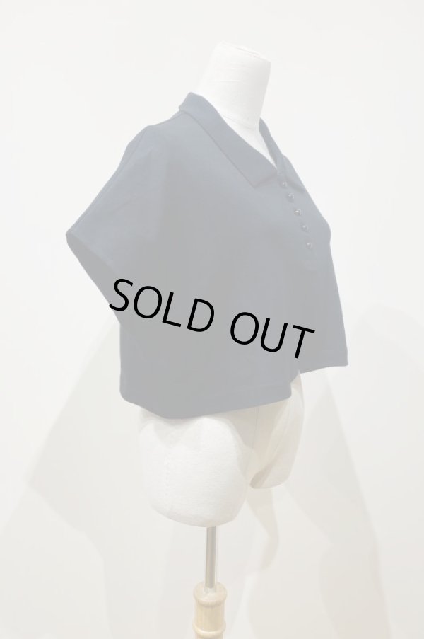 画像2: youmolaugh (ユーモラフ）ミニポロ プルオーバー　black (2)