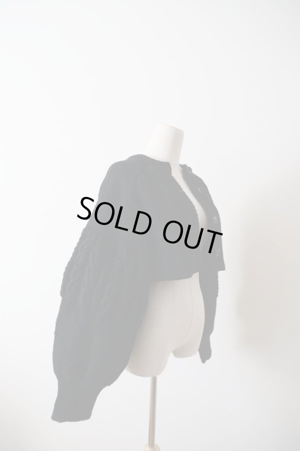 画像3: uca  aran hand-knit short paff sleeve CARDIGAN  black (3)