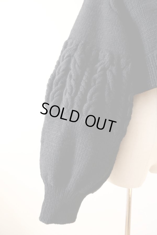 画像5: uca  aran hand-knit short paff sleeve CARDIGAN  black (5)