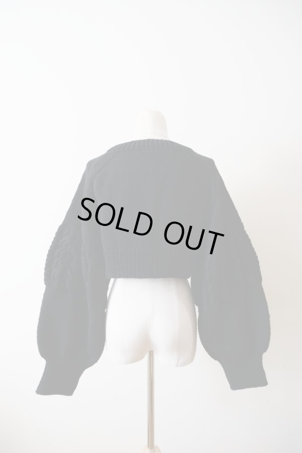 画像4: uca  aran hand-knit short paff sleeve CARDIGAN  black (4)