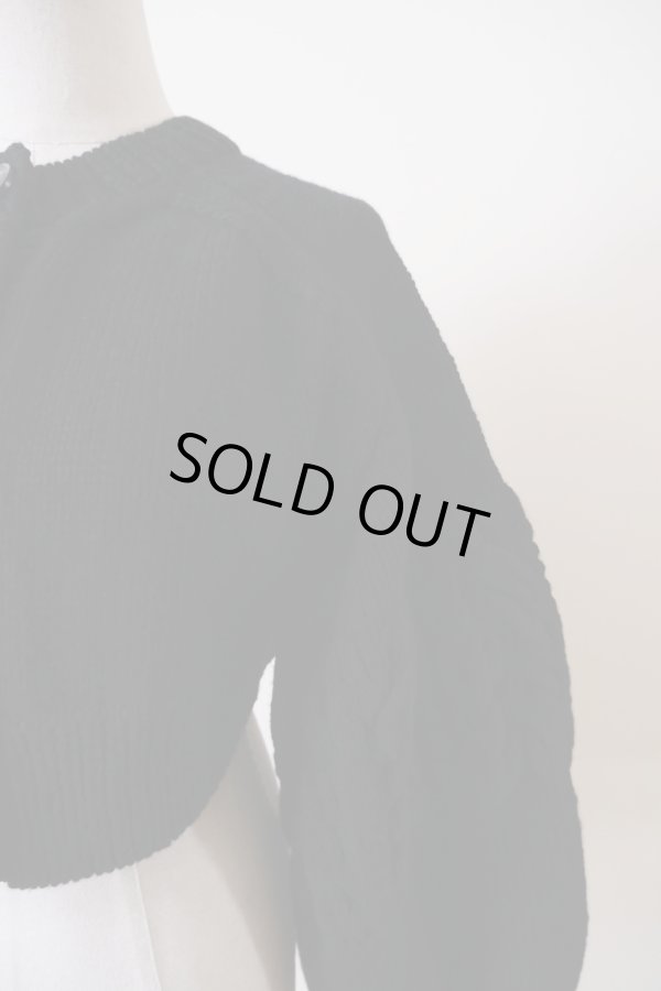 画像6: uca  aran hand-knit short paff sleeve CARDIGAN  black (6)