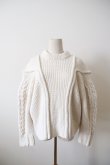 画像1: uca  aran hand-knit slit gusset crew PO white (1)
