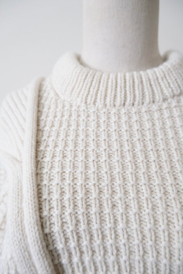 画像4: uca  aran hand-knit slit gusset crew PO white (4)