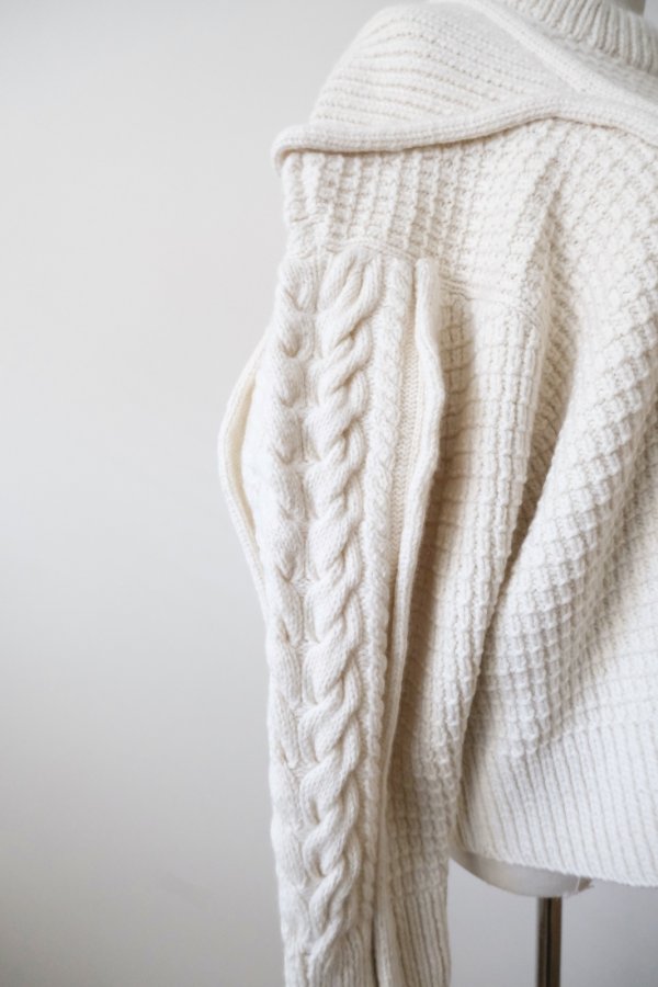 画像7: uca  aran hand-knit slit gusset crew PO white (7)