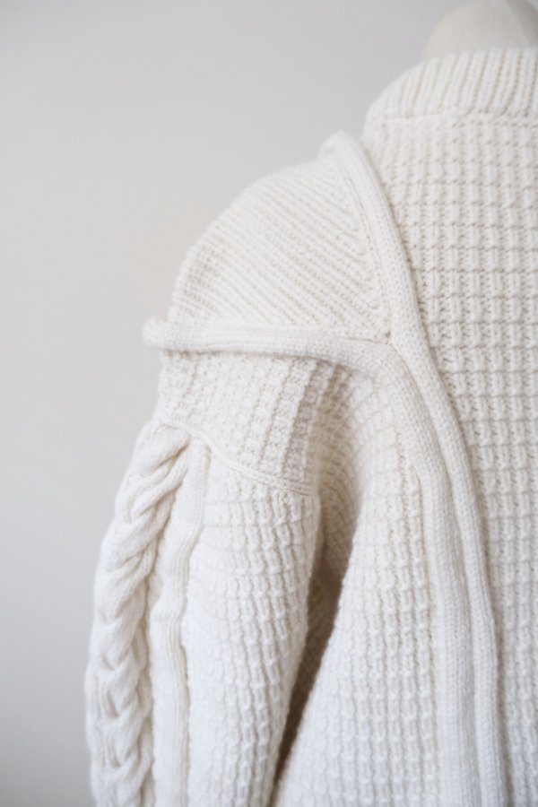 画像5: uca  aran hand-knit slit gusset crew PO white (5)