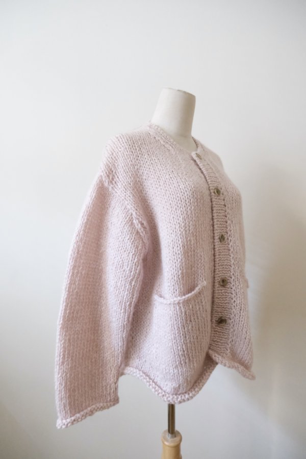 画像2: uca  hand-knit hemp mohair liner knit CARDIGAN  baby pink (2)