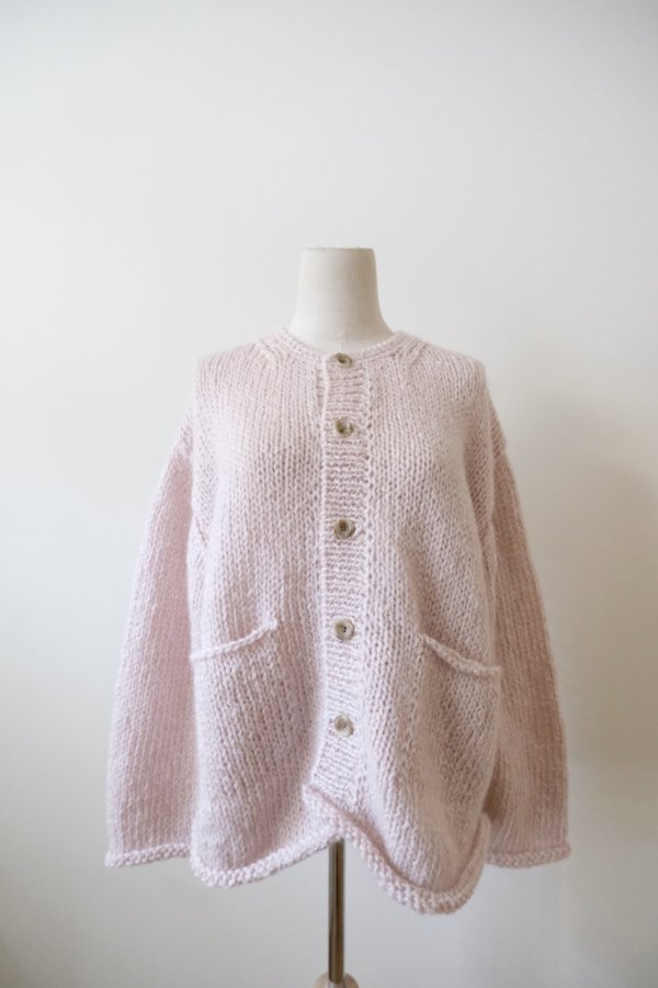 画像5: uca  hand-knit hemp mohair liner knit CARDIGAN  baby pink (5)