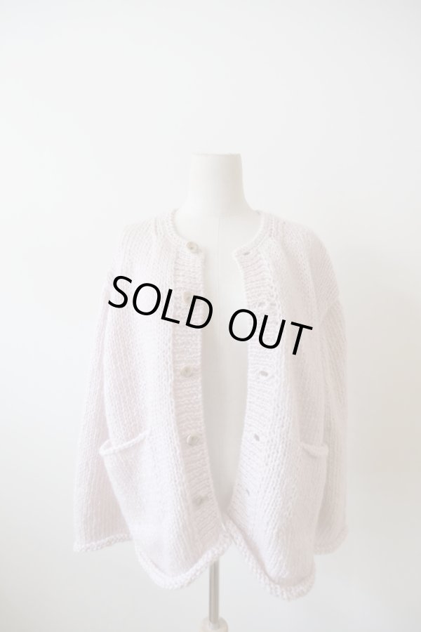画像1: uca  hand-knit hemp mohair liner knit CARDIGAN  baby pink (1)