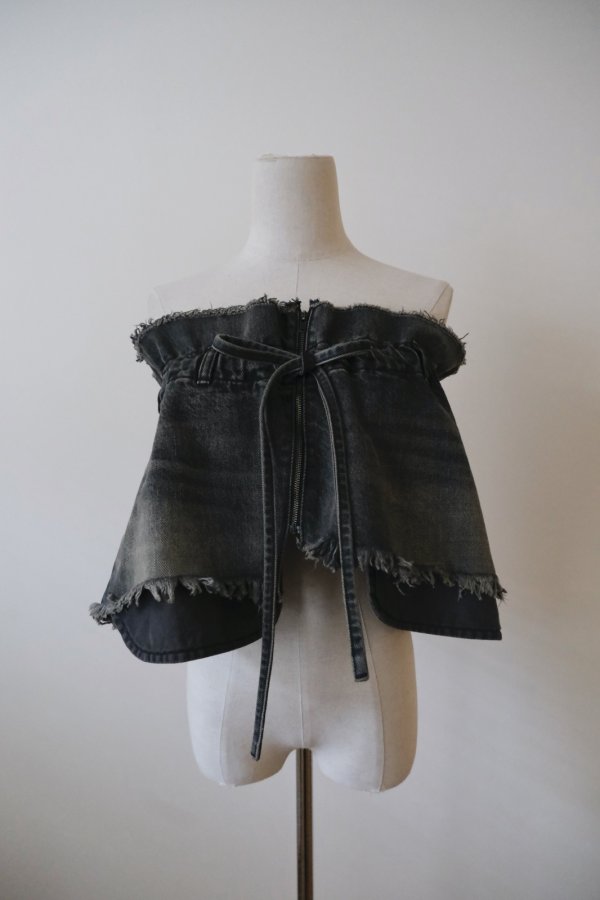 画像6: MIKIOSAKABE Mini Cut Off Denim Skirt black (6)