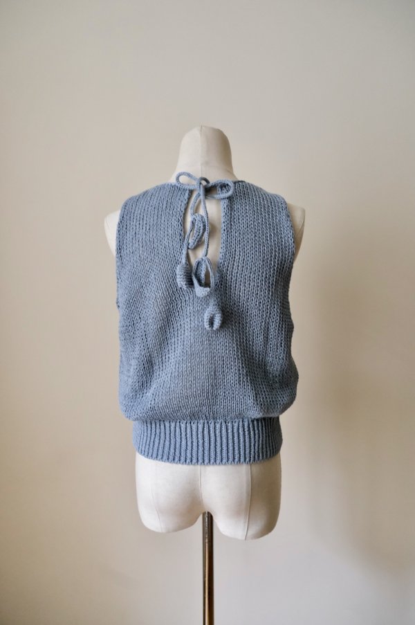 画像3: uca  hand-knit tulip sleeveless top sax blue (3)