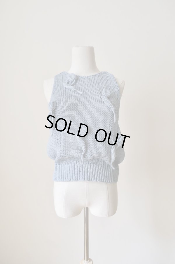 画像1: uca  hand-knit tulip sleeveless top sax blue (1)