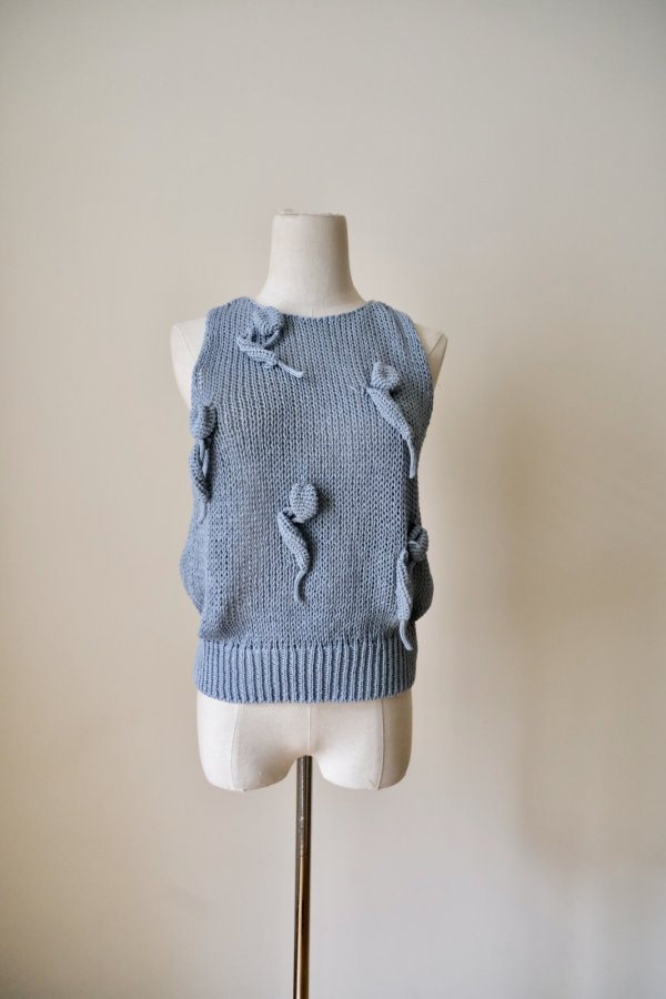 画像2: uca  hand-knit tulip sleeveless top sax blue (2)