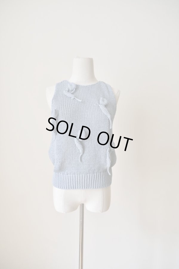 画像2: uca  hand-knit tulip sleeveless top sax blue (2)