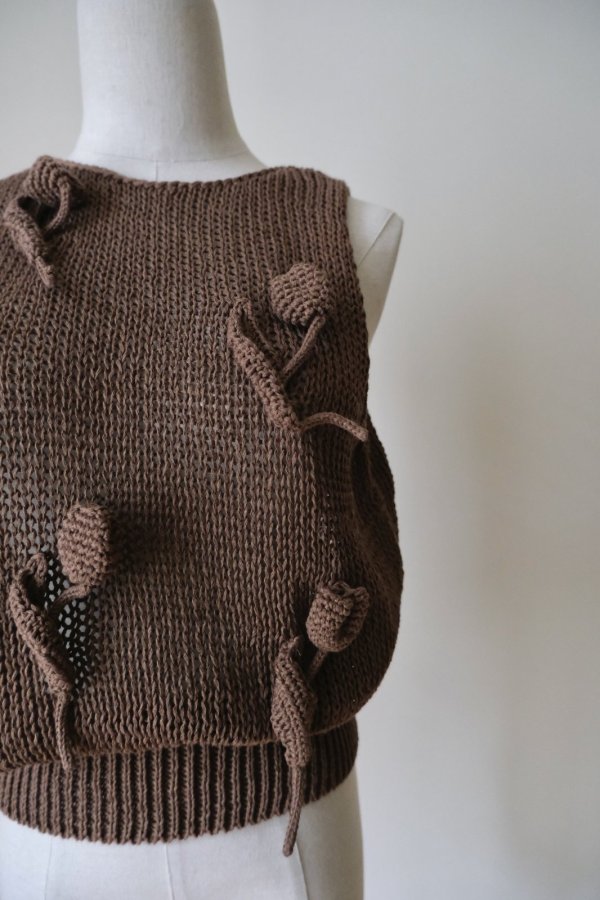 画像8: uca  hand-knit tulip sleeveless top brown (8)