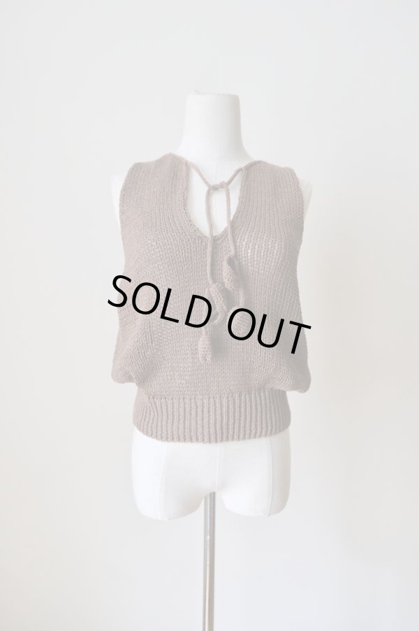 画像1: uca  hand-knit tulip sleeveless top brown (1)