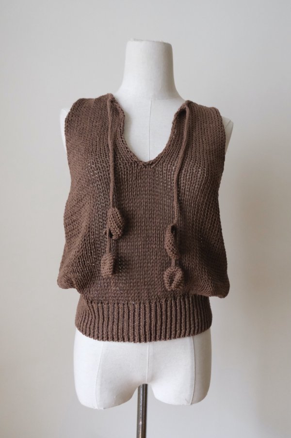 画像2: uca  hand-knit tulip sleeveless top brown (2)