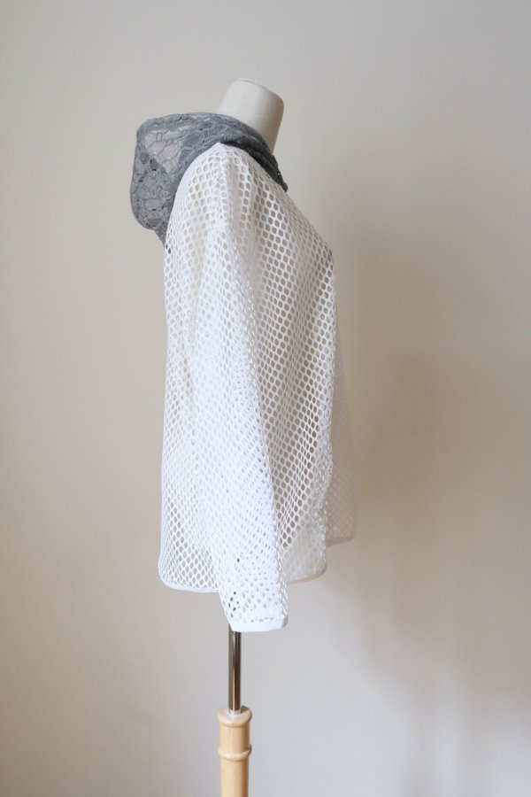 画像2: bedsidedrama Ultra Mesh Hoodie　white (2)
