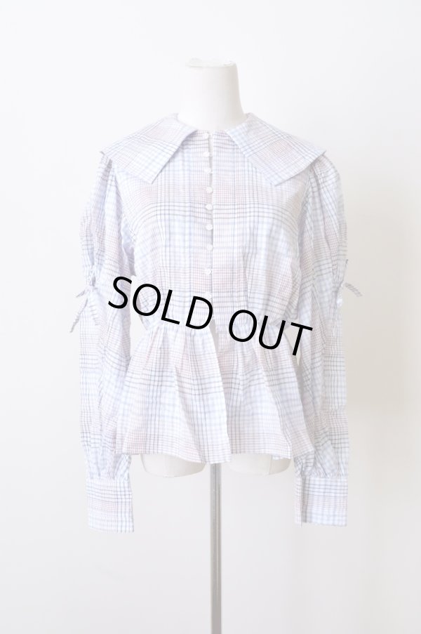 画像1: DECO depuis 1985　MADRAS CHECK BLOUSE BLUE CHECK  (1)