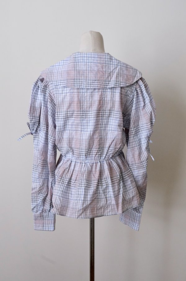 画像3: DECO depuis 1985　MADRAS CHECK BLOUSE BLUE CHECK  (3)