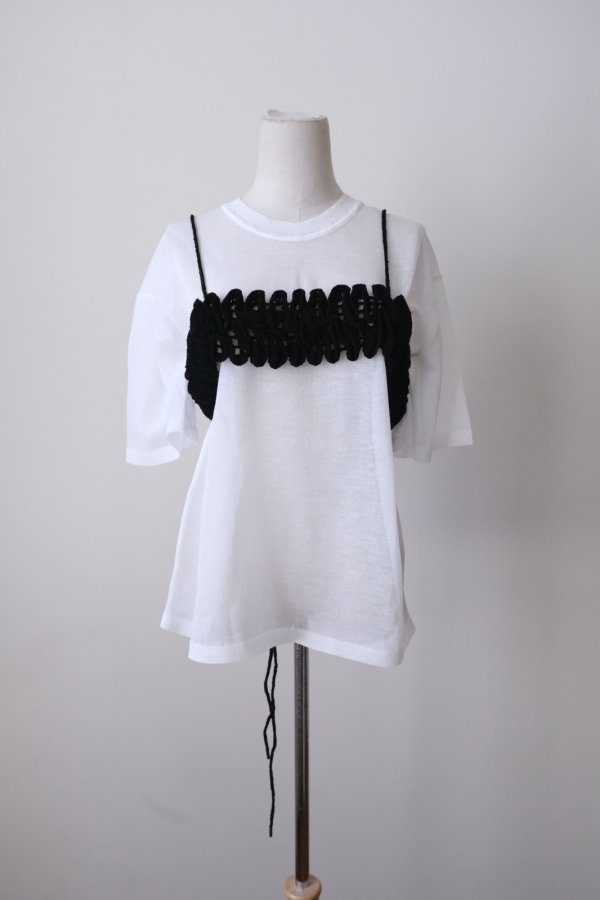 画像5: uca hand-knit open-knit grid ruffle camisole (5)
