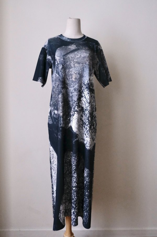 画像1: NON TOKYO PRINT RIB HALF SLEEVE ONE-PIECE rock (1)