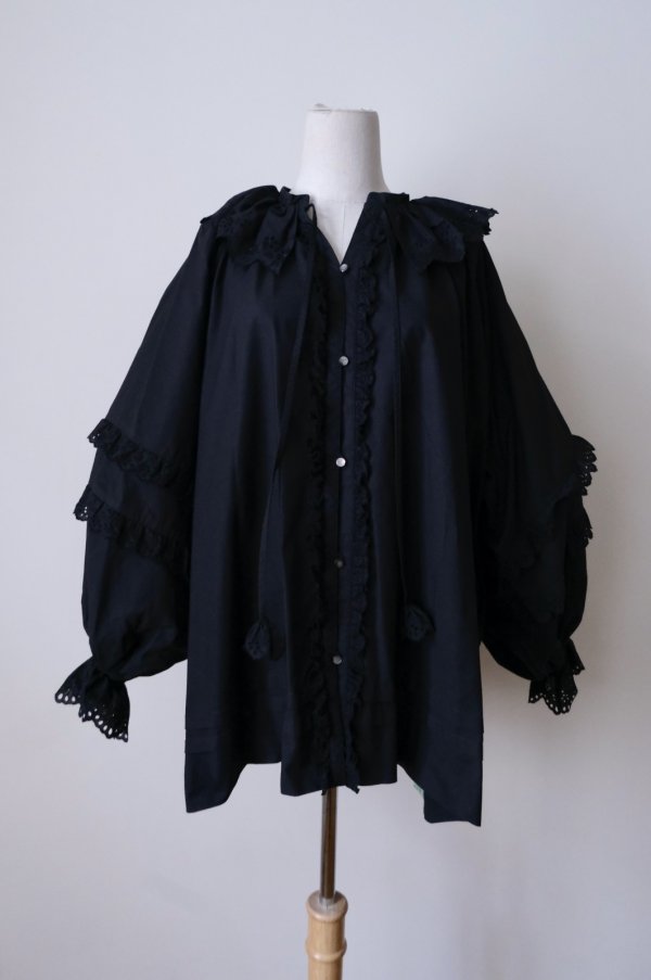 画像1: SOWA chantilly blouse  black (1)