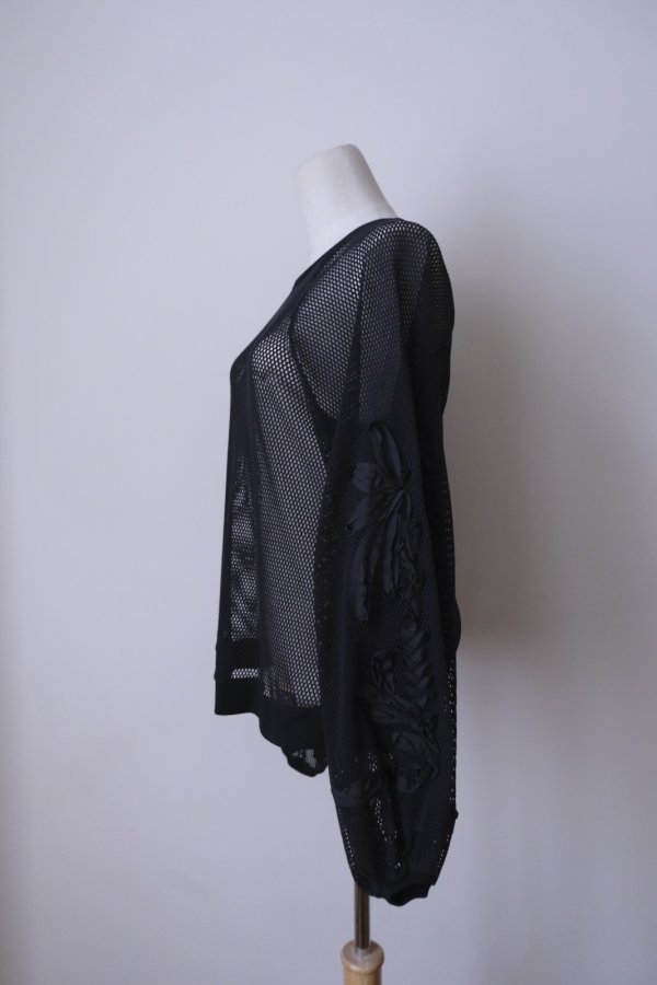 画像2: LOKITHO (ロキト) CORD EMBROIDERY MESH TOP black (2)