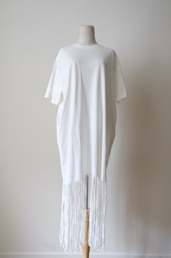画像1: NON TOKYO FRINGE T-SHIRT ONE-PIECE white (1)