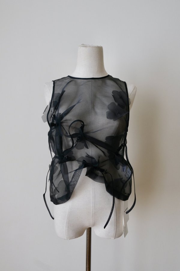 画像1: RIV NOBUHIKO (リブ ノブヒコ）ANSON FLOWER TOP black (1)