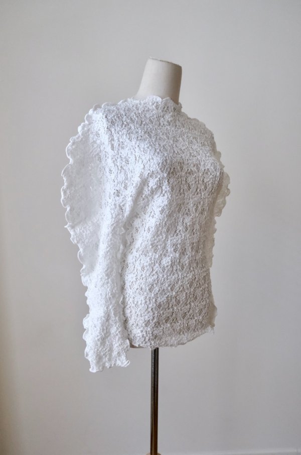 画像2: DECO depuis DECO depuis 1985 LACE UNEUNE TOPS 　white (2)