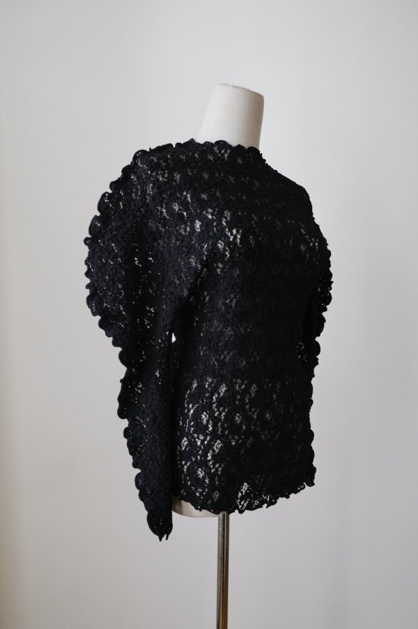 画像2: DECO depuis DECO depuis 1985 LACE UNEUNE TOPS black (2)