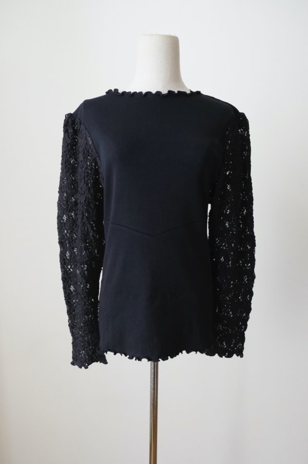 画像1: DECO depuis DECO depuis 1985 LACE RIB TOPS  black (1)