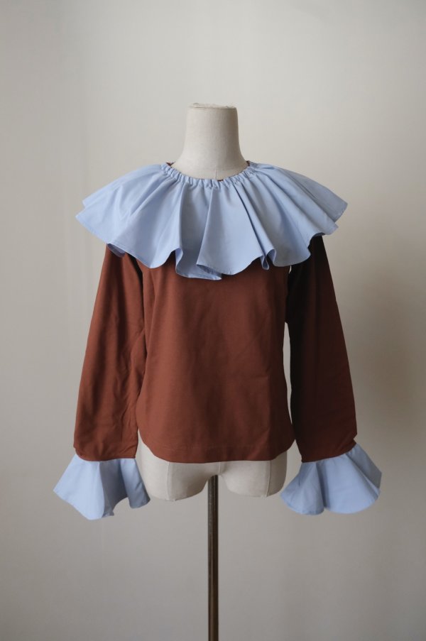 画像1: NON TOKYO OVER COLLAR L/S TOP brown (1)