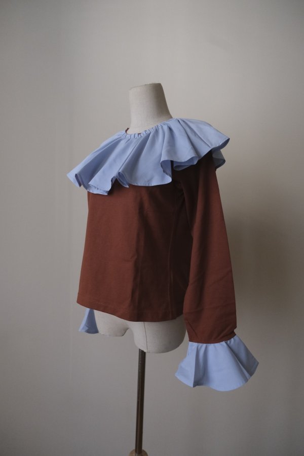 画像2: NON TOKYO OVER COLLAR L/S TOP brown (2)