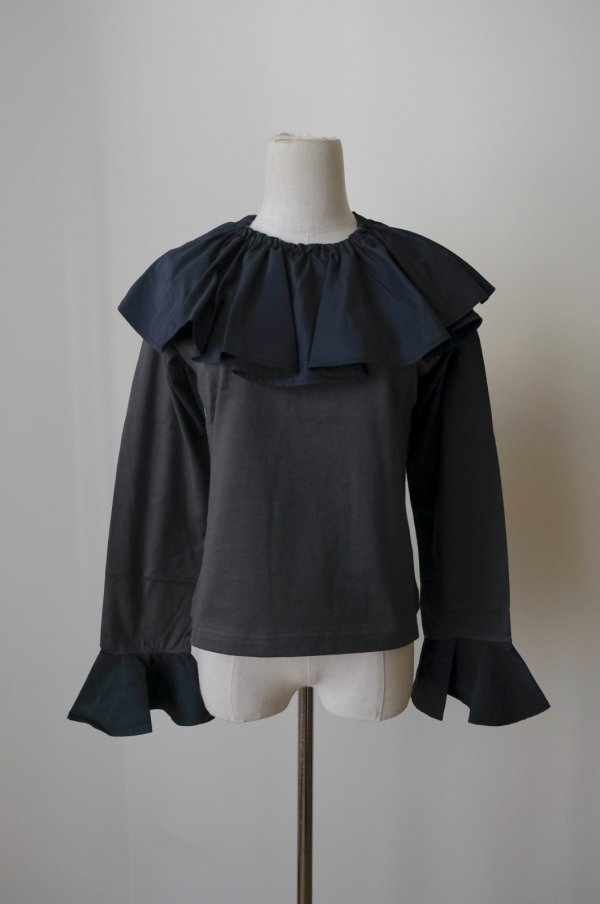 画像1: NON TOKYO OVER COLLAR L/S TOP grary (1)