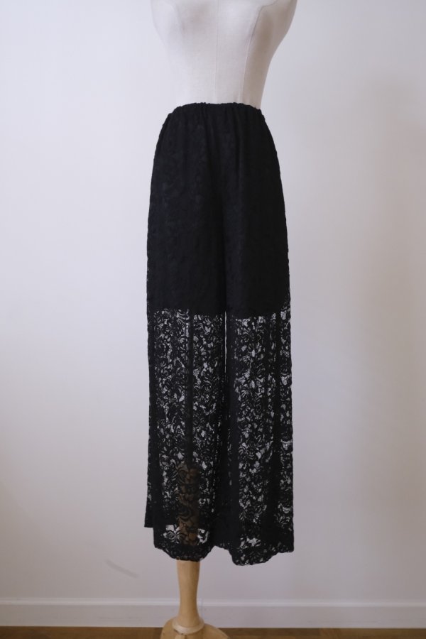 画像1: LOKITHO (ロキト）LACE WIDE PANTS　black (1)
