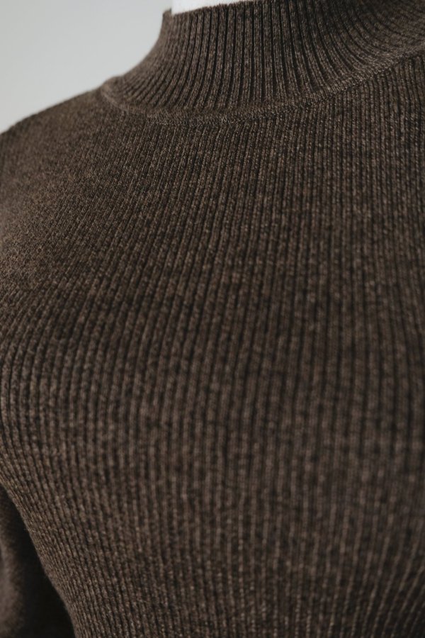 画像4: uca power shoulder rib pullover　melange brown (4)