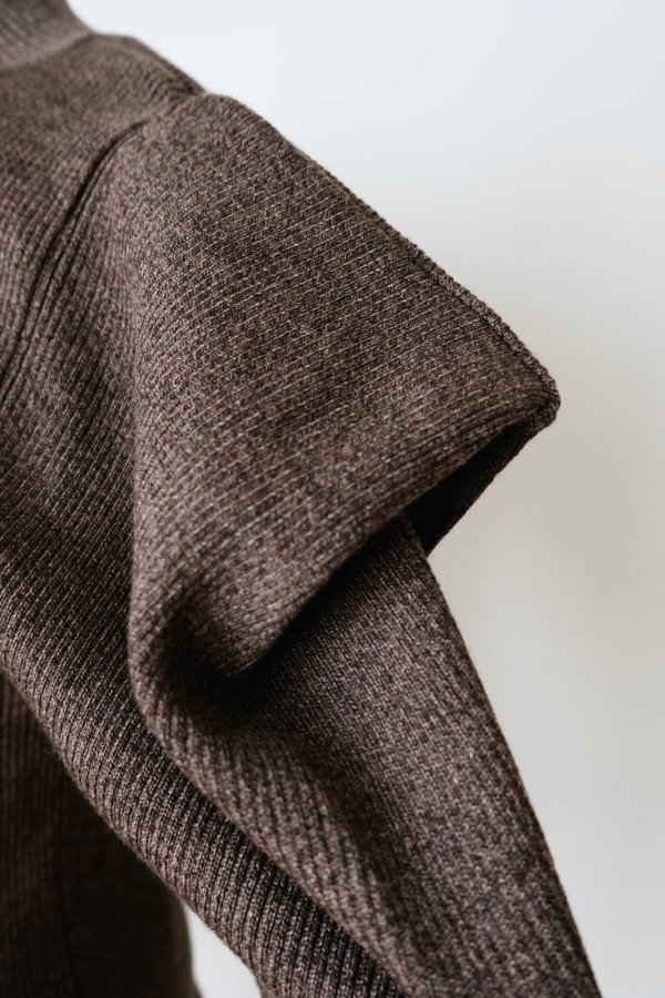 画像3: uca power shoulder rib pullover　melange brown (3)