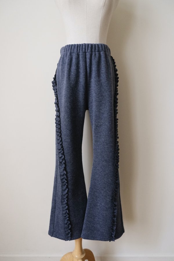 画像1: naokitomizuka bonded knit frill pants blue (1)