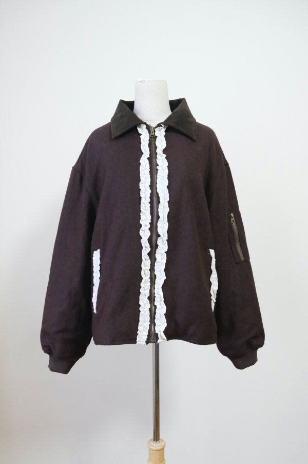 画像1: sister jane Vesta Lace Trim Bomber Jacket (1)