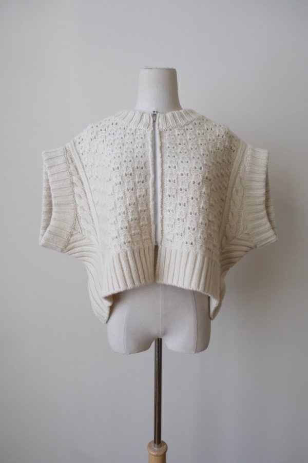 画像1: DECO WOOL KNIT ZIP VEST kinari (1)