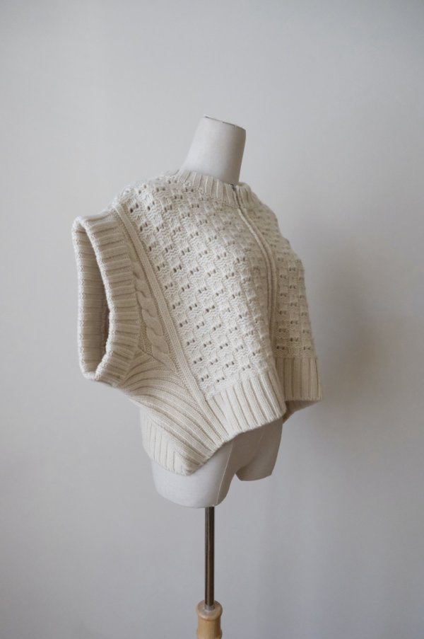 画像2: DECO WOOL KNIT ZIP VEST kinari (2)