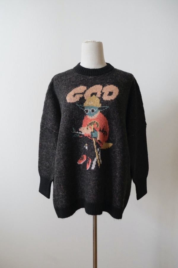 画像1: bedsidedrama GOD Only Knows Knit Sweater   BLACK (1)