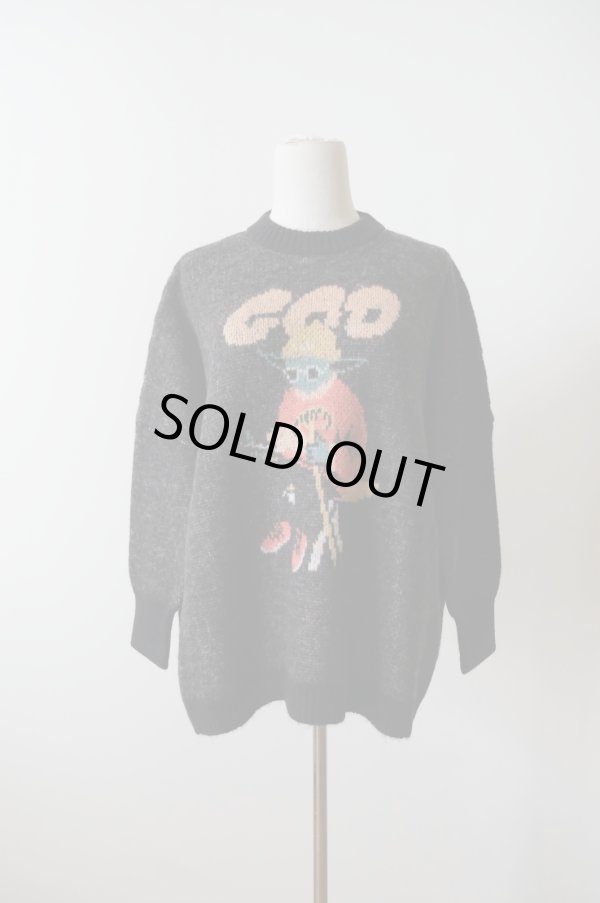 画像1: bedsidedrama GOD Only Knows Knit Sweater   BLACK (1)