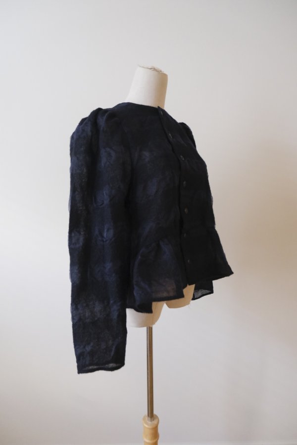 画像2: Yuumi ARIA BORDER CARDIGAN navy black (2)