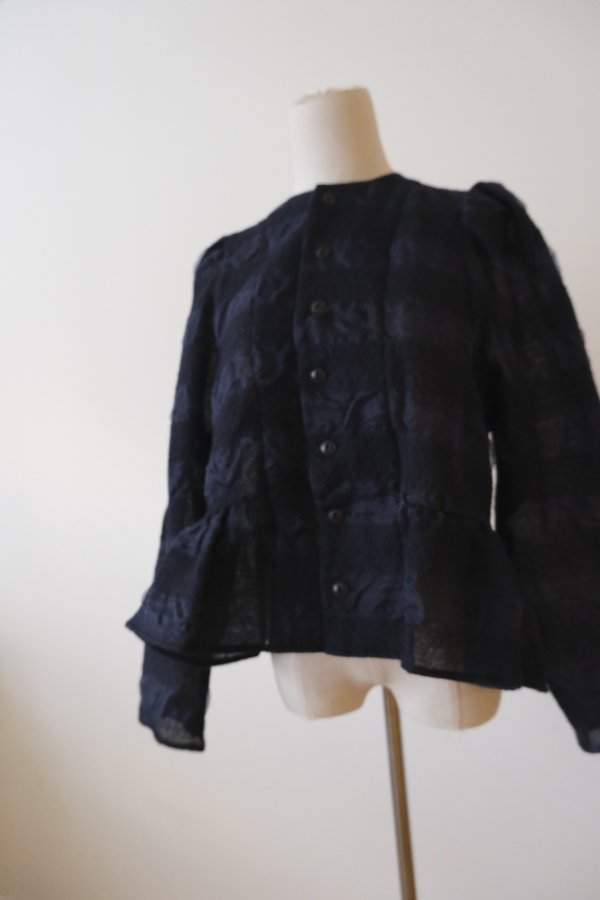 画像4: Yuumi ARIA BORDER CARDIGAN navy black (4)