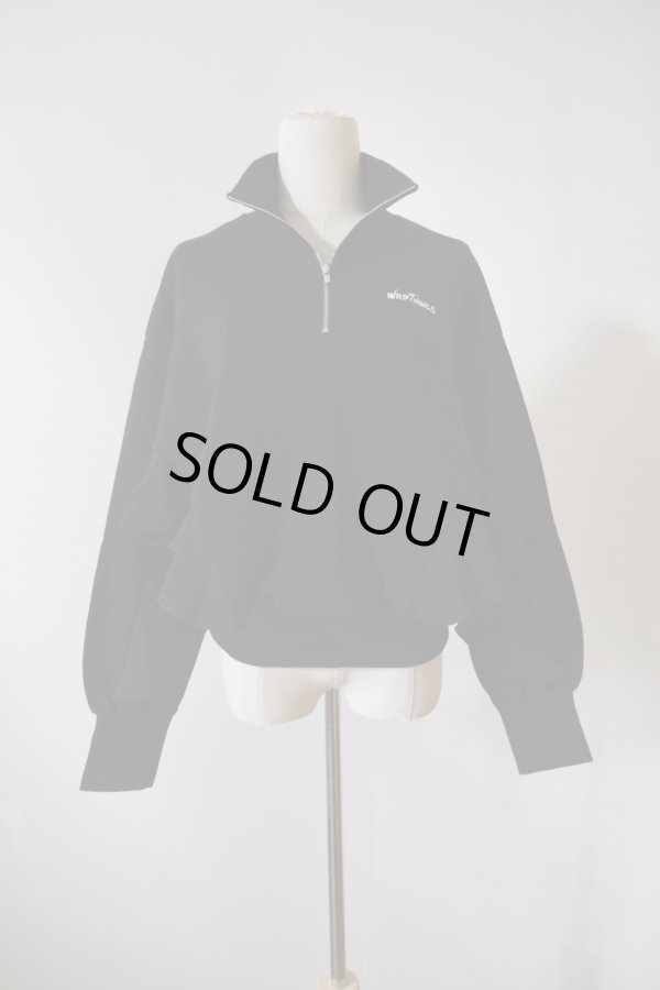 画像1: naokitomizuka (ナオキトミヅカ) WILD THINGS Half zip ruffled sweat shirt　black (1)