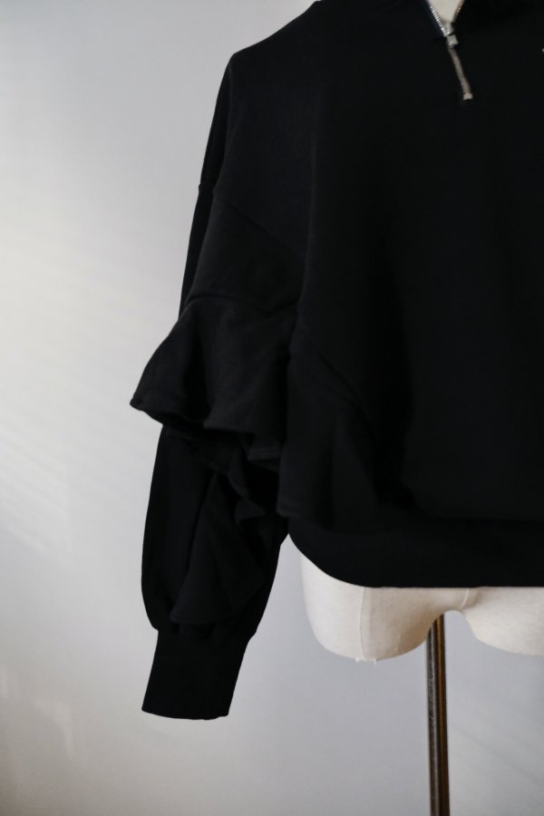 画像7: naokitomizuka (ナオキトミヅカ) WILD THINGS Half zip ruffled sweat shirt black (7)