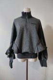画像1: naokitomizuka (ナオキトミヅカ) WILD THINGS Half zip ruffled sweat shirt　grey (1)