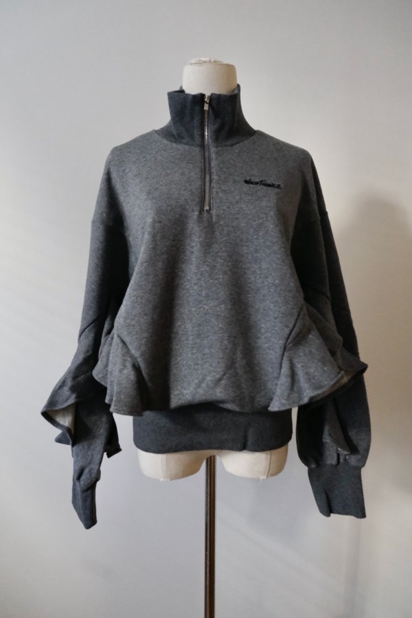 画像1: naokitomizuka (ナオキトミヅカ) WILD THINGS Half zip ruffled sweat shirt　grey (1)